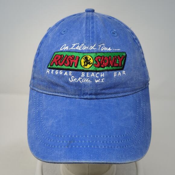 Rush Slowly Reggae Beach Bar Strapback Hat Blue One Size J. America - Picture 2 of 10